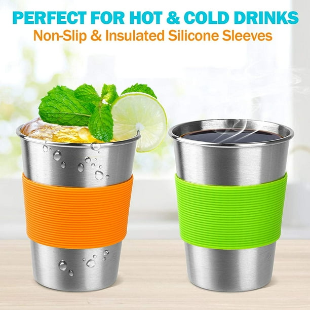 Kids Cups with Straw and Lid Spill Proof 4 Pack 12oz Stainless