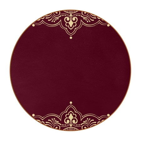 

OWNTA Arabian Style Arabesque Pattern 2 Pattern Premium Microfiber Leather Round Coasters (6PCS) - 11x11 cm/4.3x4.3 in - Durable & Stylish Cup Mat Set