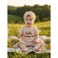 thumbnail image 5 of BemeyourBBs Preemie Baby Girl Summer Clothes Baby Girl Newborn Hospital Going Home Outfits Waffled Romper I'm New Here Letter Bow Embroidery Short Sleeve Jumpsuit and Headband Set, 5 of 9