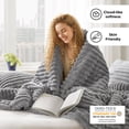 thumbnail image 6 of Regency Heights Full/Queen Fluffy Ribbed Plush Comforter Set 3-Piece Bedding Set Gray, 6 of 9
