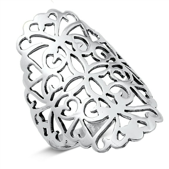 Ornate Victorian Filigree Swirl Cutout Ring .925 Sterling Silver Band Jewelry Female Male Size 8