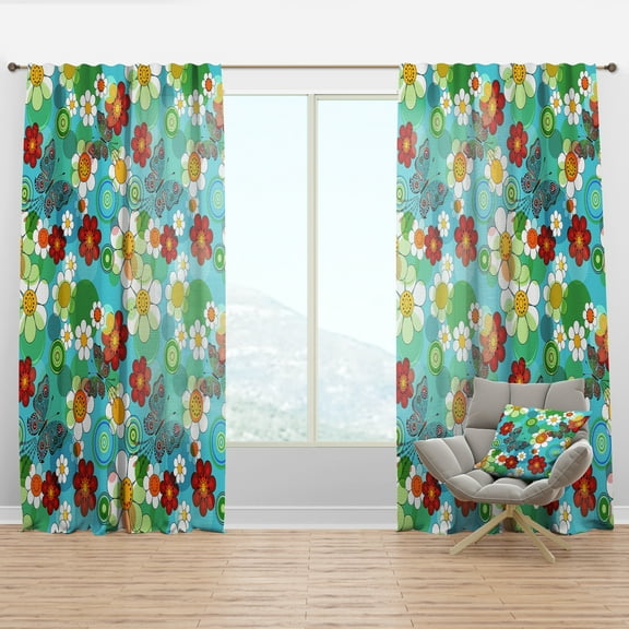 Designart 'Antique Flowers V' Bohemian & Eclectic Curtain Panel