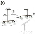 thumbnail image 4 of LNC 6-Light Bronze and Wood Mason Jar Farmhouse Chandelier, 4 of 16
