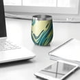 thumbnail image 3 of 12oz Insulated Wine Tumbler with Lid & Straw, Stainless Steel Egg Shape Cup, Liquid & Marble Print, 3 of 5