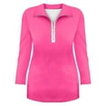 thumbnail image 3 of Pink Womens Tops Women's V Neck 3/4 Sleeve Tops Quarter Zip Collared Shirts Shirts Summer Tees Shirts for Women, 3 of 3
