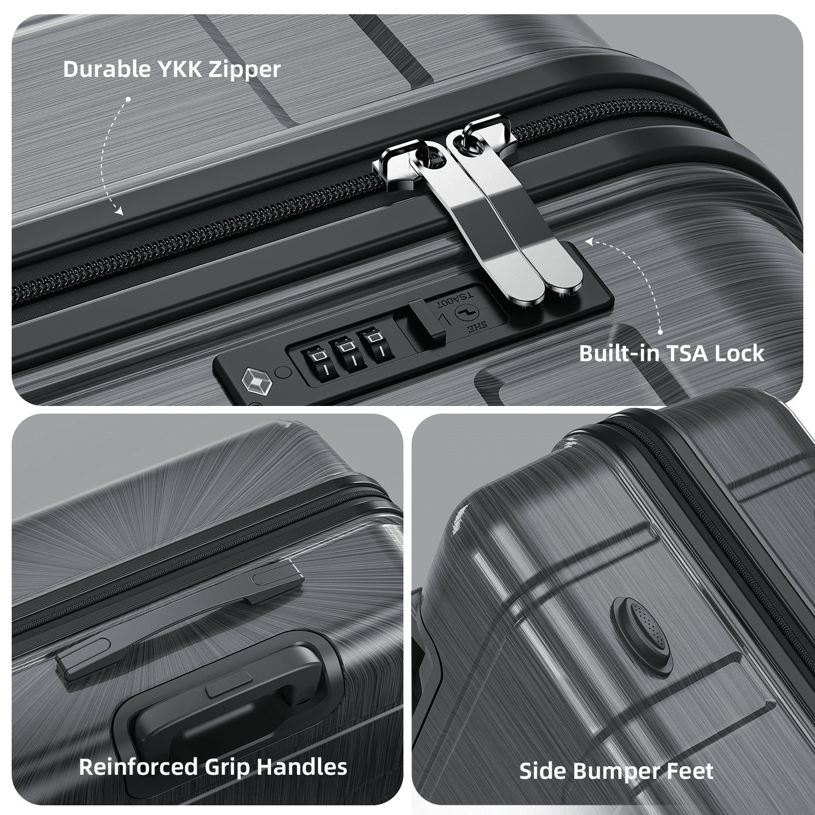 Vebreda 3 Piece Hardshell Luggage Set with TSA Lock, YKK Zippers, Spinner Wheels, Lightweight PC+ABS Suitcases (20”/24”/28”)
