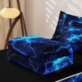 thumbnail image 6 of Homewish Blue Wild Lightning Zipper Twin Comforter Sets with Fitted Sheet and 2 Pillowcases,Modern Abstract Art Zipper Bedding Set,Black Reversible,4pcs, 6 of 8