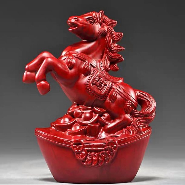 Solid wood red horse figurine, rosewood carving, "Success Upon Arrival" living room decoration, zodiac horse (Wu horse), pure wood horse.