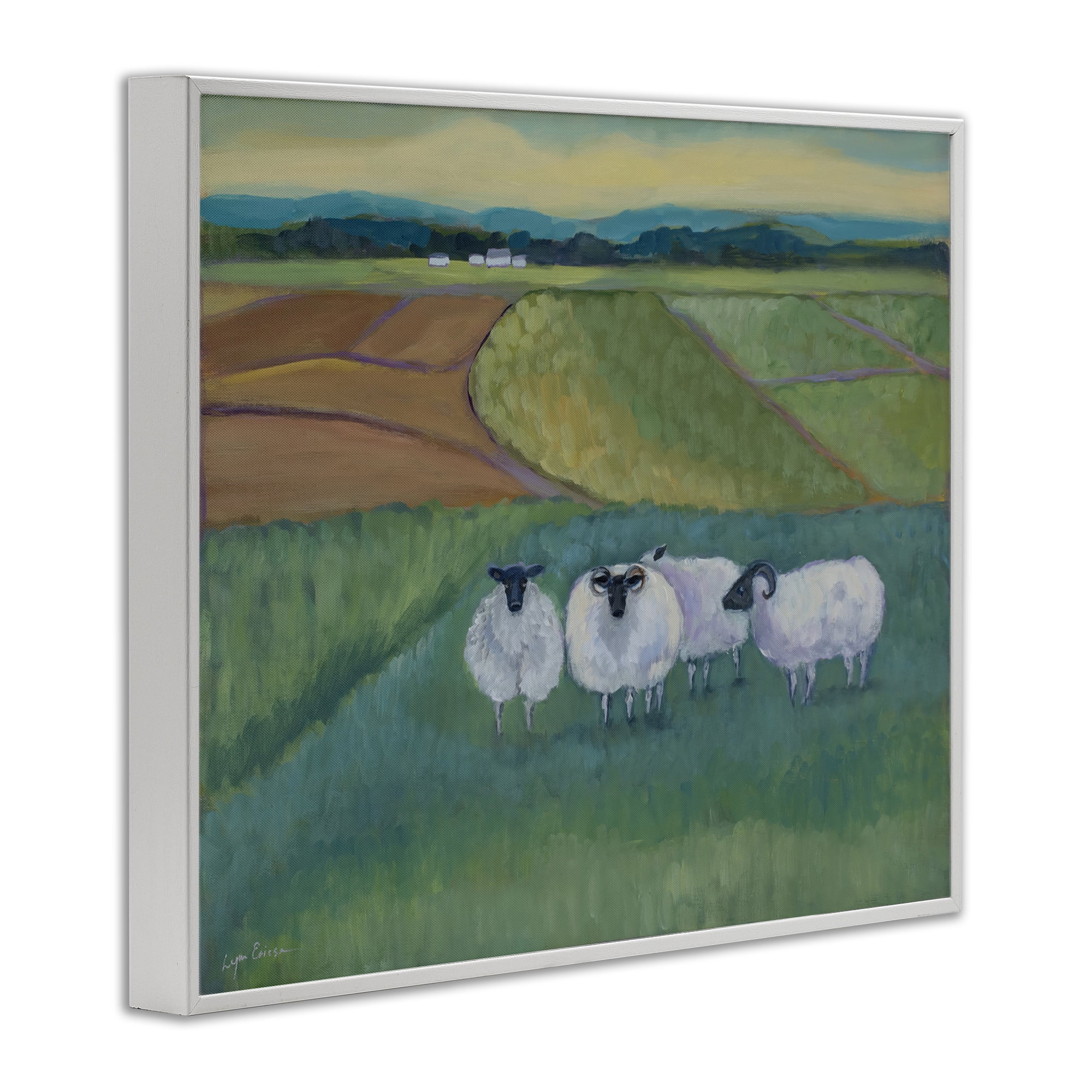 Stupell Industries Sheep Herd Meetup White Framed Giclee Art, design by Lynn Ericson Fine Art