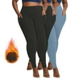 thumbnail image 2 of XFLWAM 3 Pack Fleece Lined Leggings for Women Plus Size Tummy Control Leggings High Waisted Athletic Yoga Pants Winter Thermal Leggings with Pockets, 2 of 9