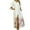 White, variant on Holloyiver Women’s Dresses Summer 2023 Printed Lace Splicing Lace-up 7-part Sleeve Shirt-style Long Dress S-4XL