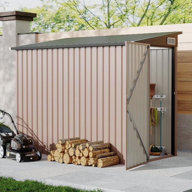 GloryStar Remise de Jardin Extérieure Adossée, Remise de Rangement Robuste 4 Pieds x 8 Pieds