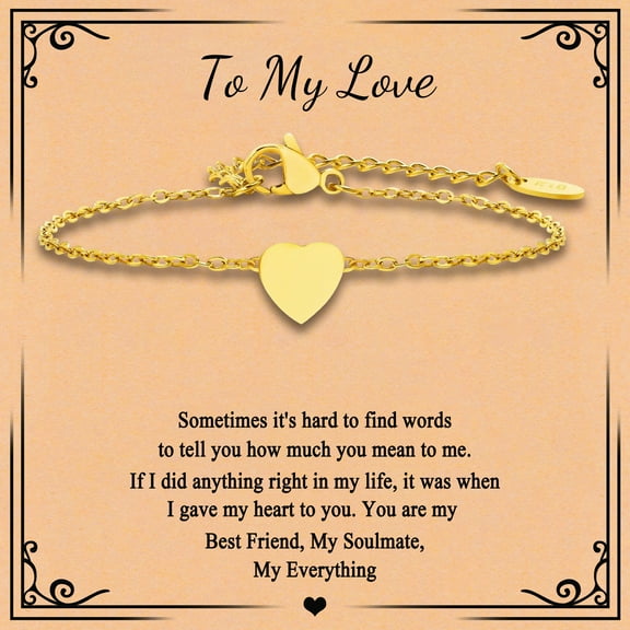 Gold Heart Charm Bracelets for Women, 18K Gold Plated Bracelet for Her, Stainless Steel Heart Birthday Bracelet, Trendy Jewelry Gift Non-tarnish for Her