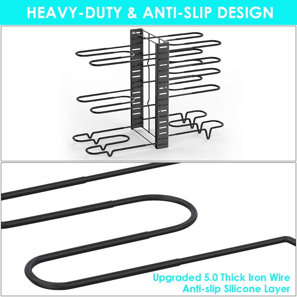 Kepooman Kitchen Adjustable Pot Rack Organizers with 8 Tiers, Pot Lid Holders & Pan Rack with 3 DIY Methods, Black Kepooman Kitchen Adjustable Pot Rack Organizers with 8 Tiers, Pot Lid Holders & Pan Rack with 3 DIY Methods, Black