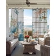 thumbnail image 2 of Marine Life Blackout Curtains for Bedroom Living Room, Shell Coral Eucalyptus Leaves Wood Grain 54 In Long Thermal Insulated Room Darkening Drapes Grommet Window Treatments, 42 x 54 In, 2 of 9