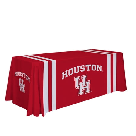 Houston Cougars 6' College Sports Printed Table Throw - NCAA Licensed - Polyester Draped - School Tablecloth (White, Red)