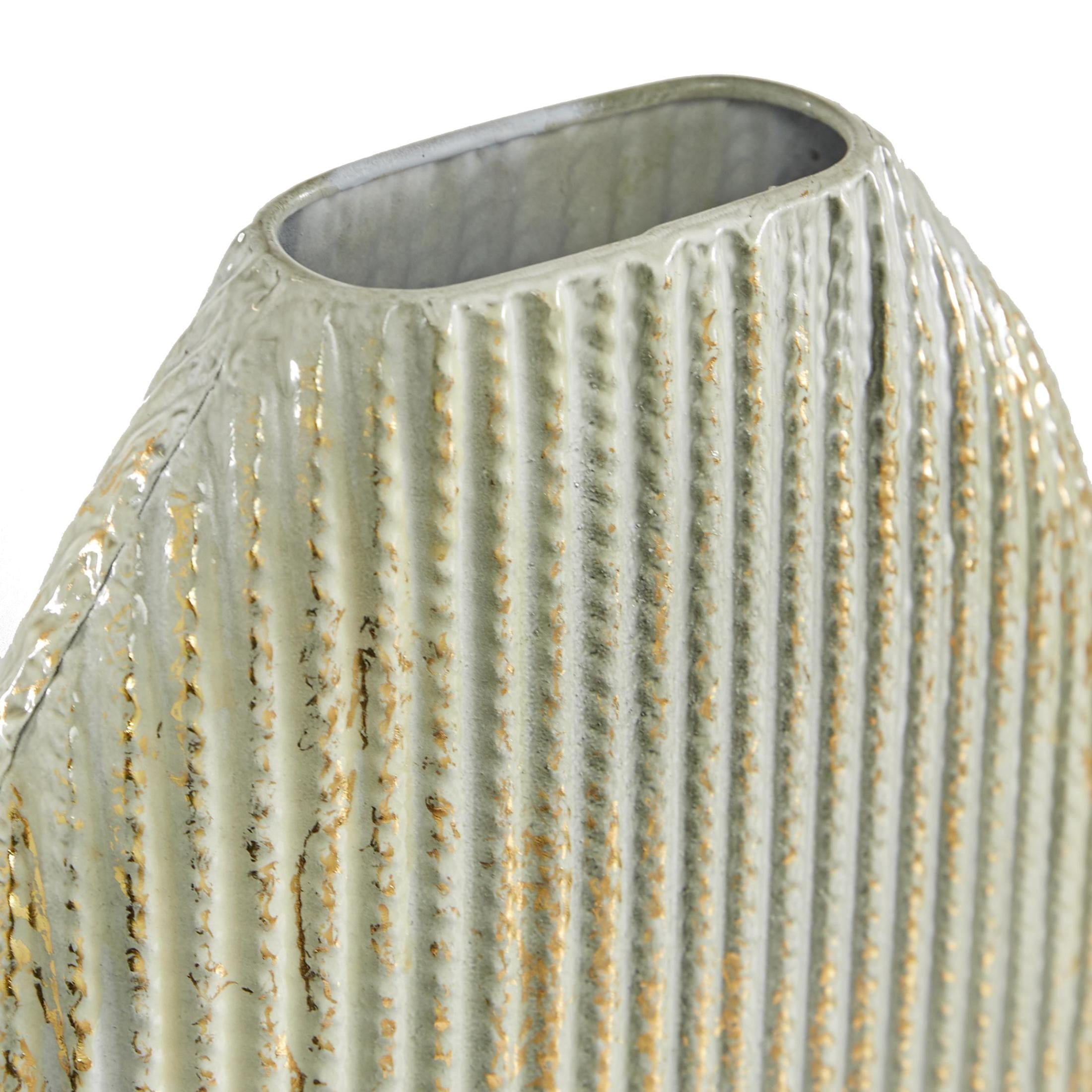 DecMode 12", 16"H Gold Metal Vase with Gold Accents, Set of 2