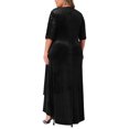thumbnail image 3 of Agnes Orinda Women's Plus Size Prom Dress Velvet V Neck Sequin Glitter Half Sleeve High Low Hem Elegant A Line Midi Dresses 3X Black, 3 of 6