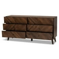 thumbnail image 3 of Baxton Studio Hartman Mid-Century Modern Walnut Brown Finished Wood 6-Drawer Dresser, 3 of 10