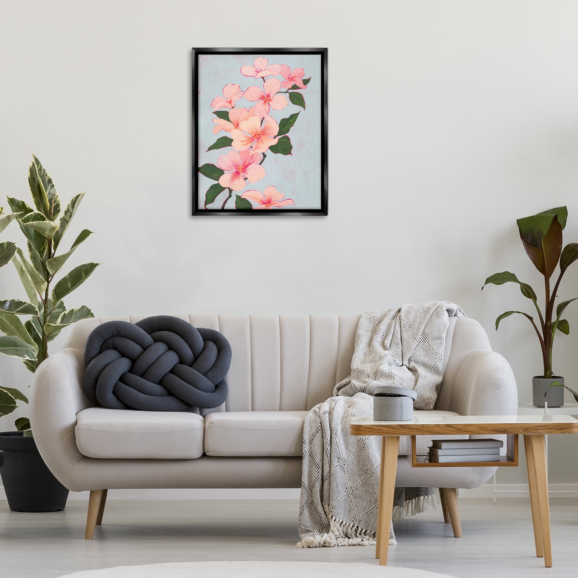 Stupell Industries Delicate Cherry Blossoms Botanical & Floral Painting Black Floater Framed Art Print Wall Art, 25 x 31
