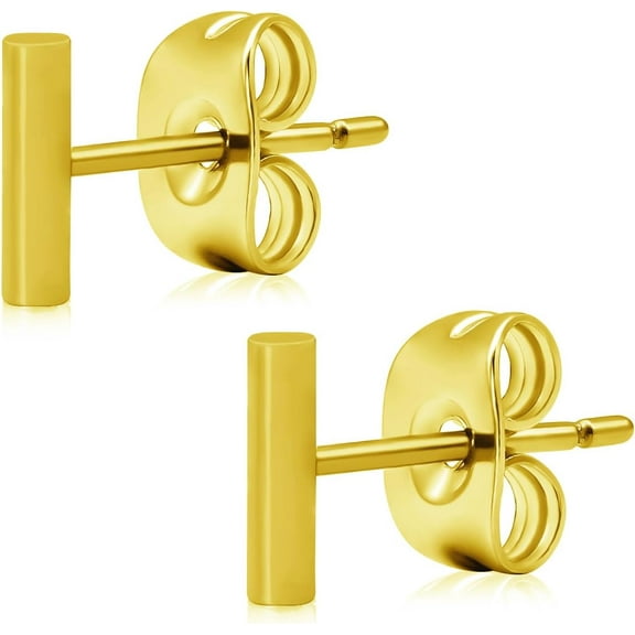 Titanium Heart Earrings Women Flat Star Earring Moon Nickel Free Hypoallergenic Stud Earrings for Sensitive Ears, Bar Earring Stud /Gold/Black/Silver