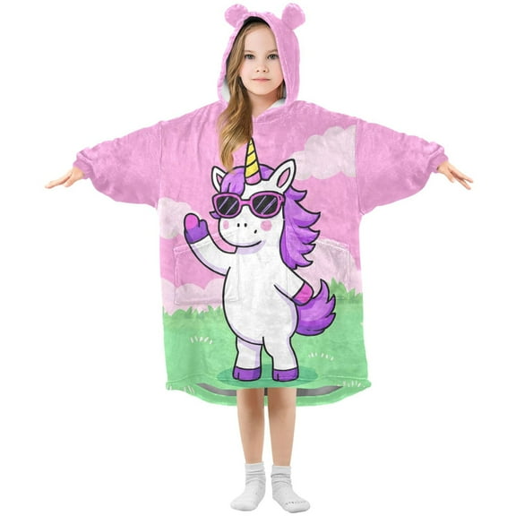 joogoo Wearable Blanket Hoodie Unicorn-u3 for Flannel Sherpa Pocket 3-14 YR M