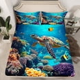 thumbnail image 2 of Feelyou 3D Sea Turtle Full Size Sheets, Ocean Sealife Bed Sheets, Marine Coral Sheet Sets, Super Cozy Bedroom Decor, 4-Piece, 2 of 7
