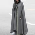 thumbnail image 6 of Grofry Women Cloak Thickened Loose Warm Windproof Lengthened Single Button Closure Sleeve Holes Hooded Ponchos Long Shawl, 6 of 7