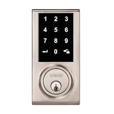 Weiser Elements Satin Nickel Keyless Entry Door Lock/Electronic Deadbolt with Touchscreen satin nickel