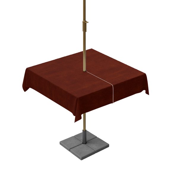Outdoor Tablecloth with Umbrella Hole, Burgundy Red Gradient Zippered Table Cloth for Rectangle Tables, Dark Maroon Washable Waterproof Tablecloths for Picnic Patio Garden