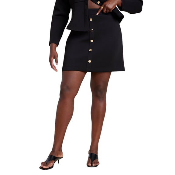 ELOQUII Women's Plus Size Mini Skirt With Buttons