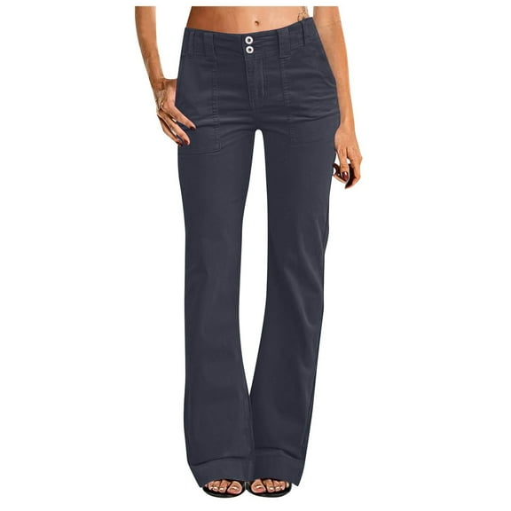 Fiaer,Women's Wide Leg Pants for Women Mid Waist Flare Straight Leg Corduroy Trousers Workout Plus Size Trendy Joggers Dark Gray XL