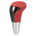 thumbnail image 1 of Perilla de palanca de cambios de transmisión automática, patrón de fibra de carbono para Toyota Yaris R 2016 2018, piel sintética perforada, color rojo, 1 of 6
