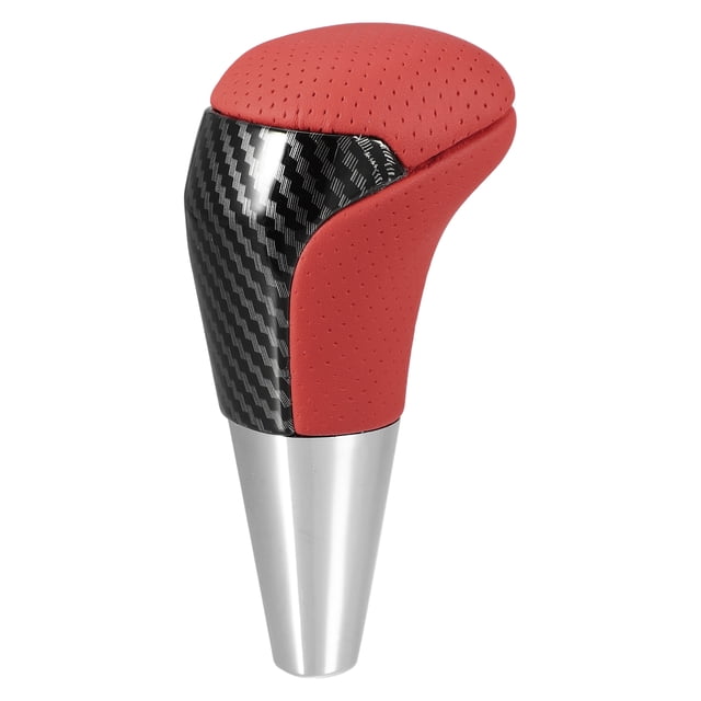 Perilla de palanca de cambios de transmisión automática, patrón de fibra de carbono para Toyota Yaris R 2016 2018, piel sintética perforada, color rojo