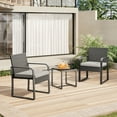 thumbnail image 4 of Asofer 3 Pieces Patio Chairs with Cushions, All-Weather Outdoor Rattan Furniture Sets with Glass Table for Garden, Porch, Bistro, Yard, Gray, 4 of 7