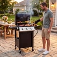 thumbnail image 2 of SEGMART 3 Burner BBQ Propane Gas Grill, Stainless Steel 30,000 BTU Patio Garden Barbecue Grill with Folding Side Tables, Thermometer & Bottle Opener, Perfect for Camping, Outdoor Cooking, 2 of 9
