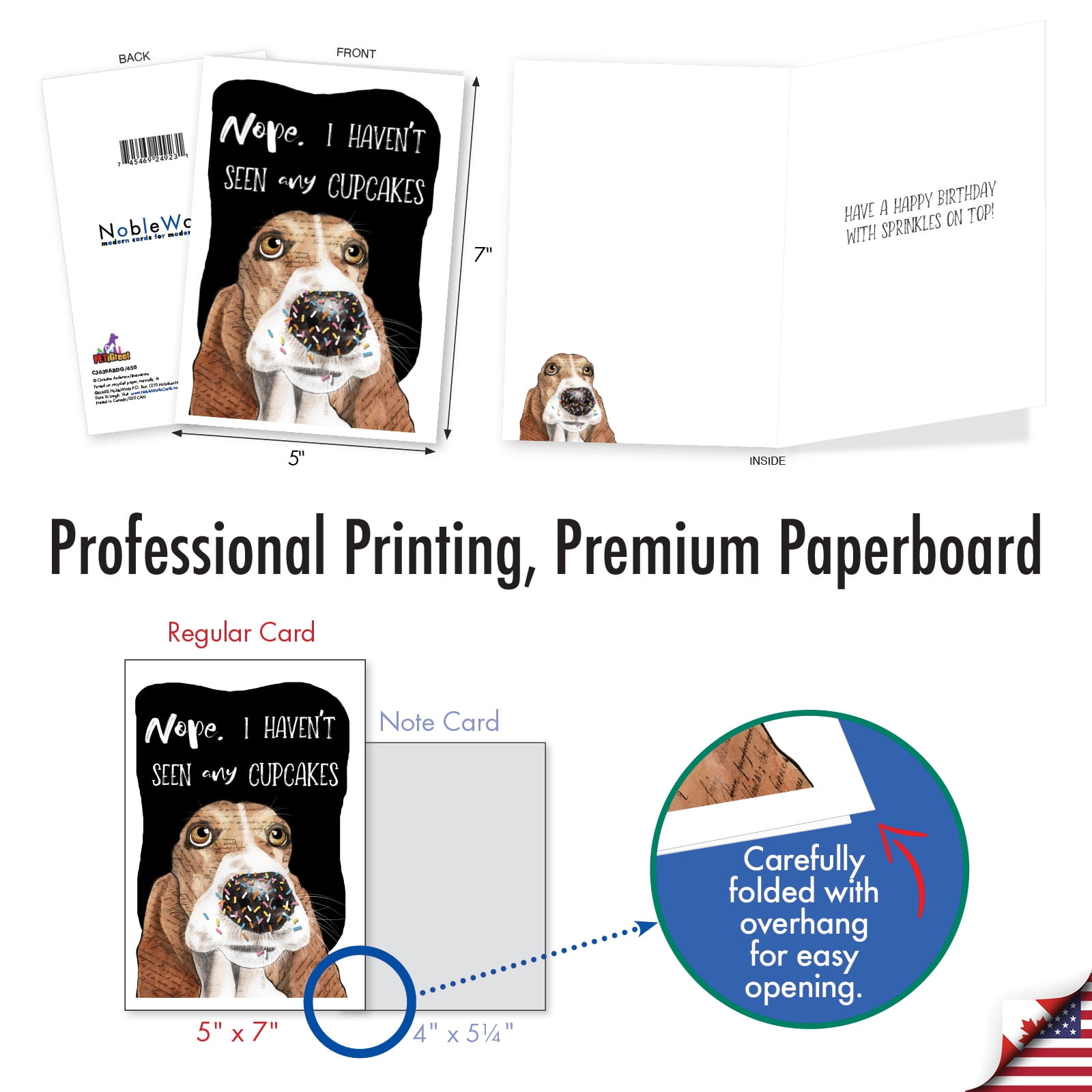NobleWorks 36 Assorted Box Set Funny Birthday Greeting Cards w/5 x 7 Inch Envelopes (36 Designs, 1 Each) Bday Pet Party AC10799BDG-B1x36