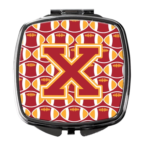 Letter X Football Cardinal and Gold Compact Mirror