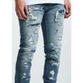 thumbnail image 7 of Embellish NYC Men's Thrash Destruct Rips Distressed Skinny Fit Denim Jeans (30, Indigo Blue Stonewashed), 7 of 7