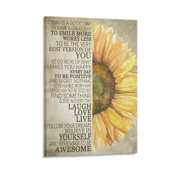 Home Sunflower Wall Decor Inspirational Quotes Canvas Poster Wall Decorative Art Painting Living Room Bedroom Decoration Gift Unframed-style12x18inch(30x45cm)