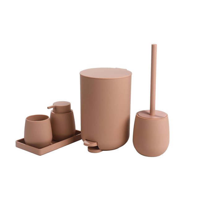 Juego de accesorios de baño de 5 piezas, vaso para cepillo de , dispensador de jabón con jabonera para decoración de apartamentos Marrón Sunnimix dispensador de jabón
