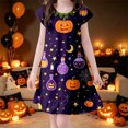 thumbnail image 2 of Likimi Kids Toddler Girls Hallowmas Dress Crew Neck Flutter Sleeve Halloween Cartoon Print For Party Fashionable Sleep Dresses Size 3-4 Years, 2 of 4