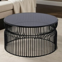 CT901 Round Coffee Table made with metal and Tempered Glass Top Black