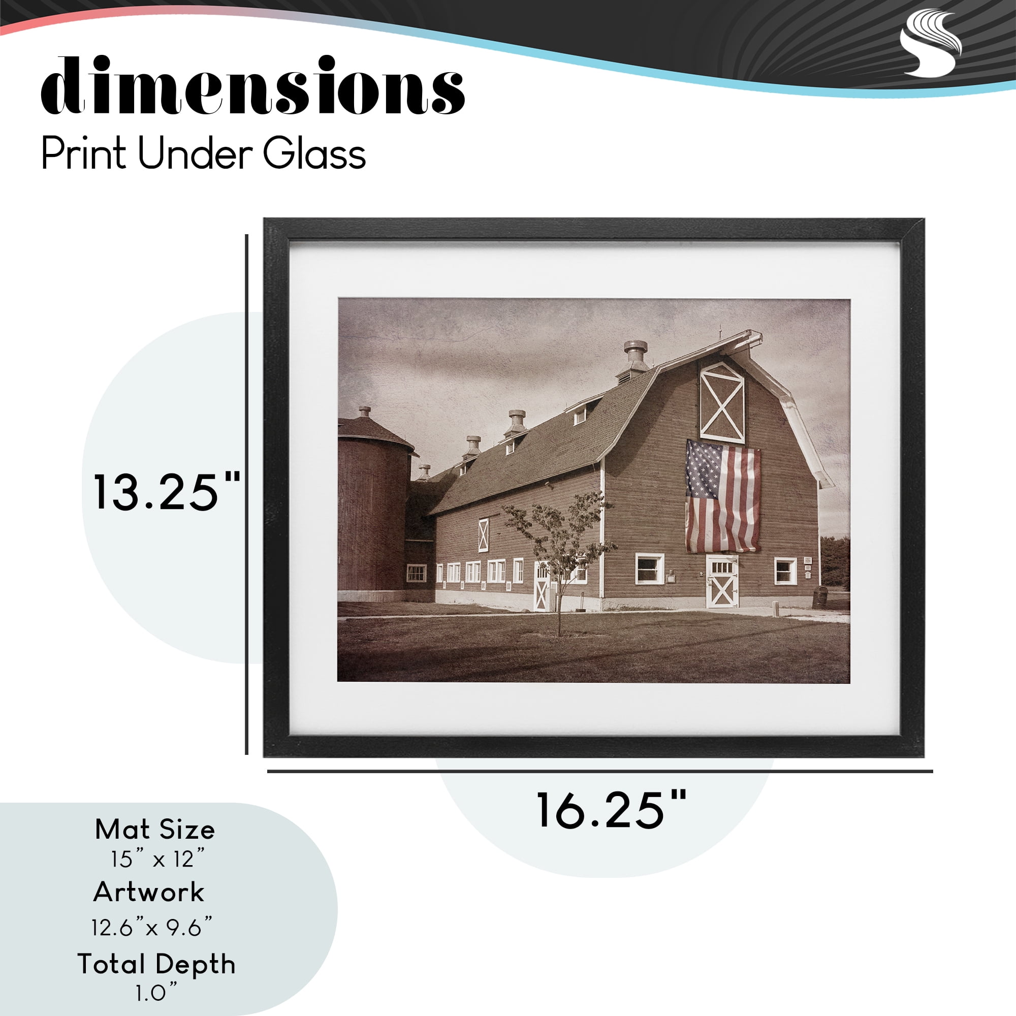 Stupell Industries Rural America Barn Black Framed Print Under Glass, design by Marcus Prime