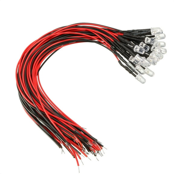 30pcs 5mm  Pre Wired light RGB Fast Flash Flashing 20mA 9-12V 20cm