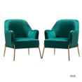 thumbnail image 4 of Velvet Upholstered Accent Chairs Set of 2 Metal Legs Curved Backrest Armchairs Bedroom Adult Green, 4 of 11