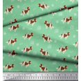 thumbnail image 3 of Soimoi Green Modal Satin Fabric Bird,Paw & Cocker Spaniel Dog Printed Craft Fabric by the Yard 42 Inch Wide, 3 of 3