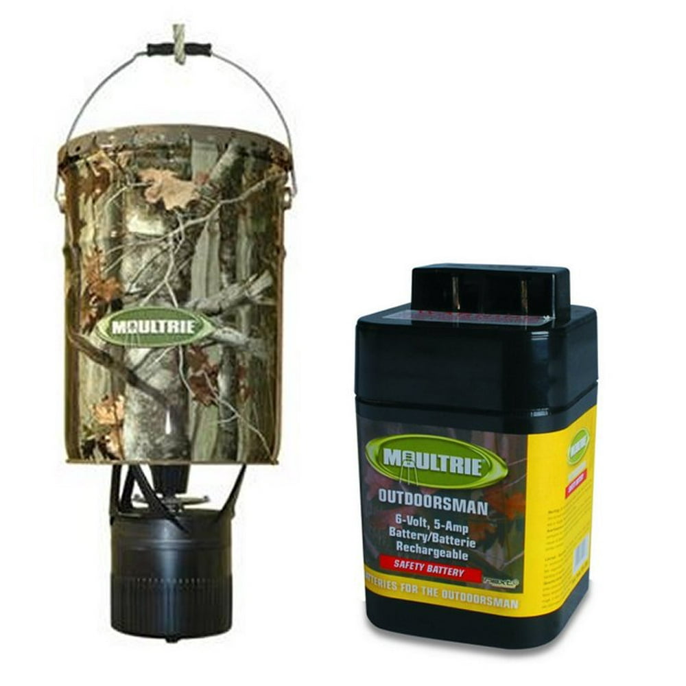 NEW! MOULTRIE MFHEP 6.5 Gallon Econo Plus Hanging Deer Feeder + 6 Volt