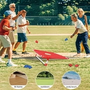 Portable Cornhole Board Set with 6 Bean Bags Corn Hole Toss Game Cornhole Games for Indoor and Outdoor Parties, Ideal for Kids, Adults, Camping Travel, Parties, Beach, Yard (Blue)