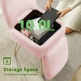 thumbnail image 5 of Vanity Stool Chair with Storage and Folding Back, 13.4" x 15" x 30" Square Faux Fur Soft Ottoman, 4 Metal Legs with Anti-Slip Feet, Furry Padded Seat for Makeup, Bedroom, Pink, 5 of 8